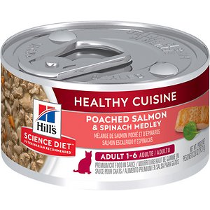 Image of Hill's Science Diet Adult Healthy Cuisine Poached Salmon & Spinach Medley Canned Cat Food