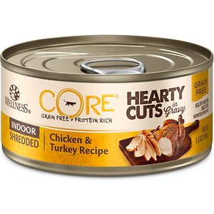 Wellness CORE Grain-Free Hearty Cuts in Gravy Indoor Shredded Chicken & Turkey Recipe Canned Cat Food