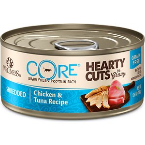 Wellness CORE Grain-Free Hearty Cuts in Gravy Shredded Chicken & Tuna Recipe Canned Cat Food