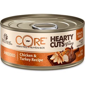 Wellness CORE Grain-Free Hearty Cuts in Gravy Shredded Chicken & Turkey Recipe Canned Cat Food