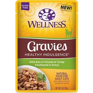 Image of Wellness Healthy Indulgence Gravies with Bits of Chicken & Turkey Smothered in Gravy Grain-Free Wet Cat Food Pouches