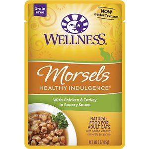Wellness Healthy Indulgence Morsels with Chicken & Turkey in Savory Sauce Grain-Free Wet Cat Food Pouches