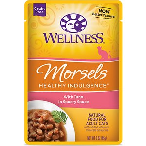 Wellness Healthy Indulgence Morsels with Tuna in Savory Sauce Grain-Free Wet Cat Food Pouches