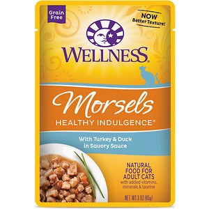 Wellness Healthy Indulgence Morsels with Turkey & Duck in Savory Sauce Grain-Free Wet Cat Food Pouches