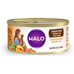 Halo Chicken & Beef Recipe Grain-Free Indoor Cat Canned Cat Food
