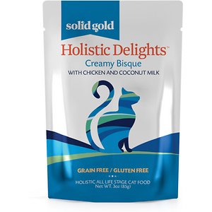 Image of Solid Gold Holistic Delights Creamy Bisque with Chicken & Coconut Milk Grain-Free Cat Food Pouches