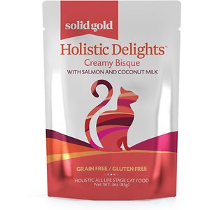 Solid Gold Holistic Delights Creamy Bisque with Salmon & Coconut Milk Grain-Free Cat Food Pouches