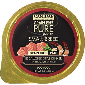 CANIDAE Grain-Free PURE Petite Pate Salmon & Shrimp Limited Ingredient Small Breed Dog Food Trays