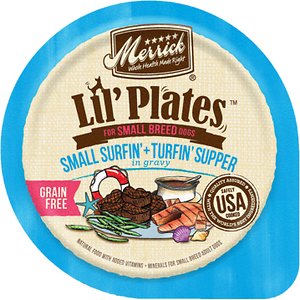 Image of Merrick Lil' Plates Grain Free Small Breed Wet Dog Food Surfin' + Turfin' Supper