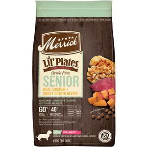 Image of Merrick Lil' Plates Grain Free Small Breed Dry Dog Food Senior Real Chicken + Sweet Potato Recipe