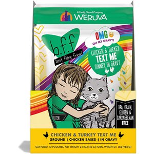 Image of BFF OMG Text Me! Chicken & Turkey in Gravy Wet Cat Food Pouches