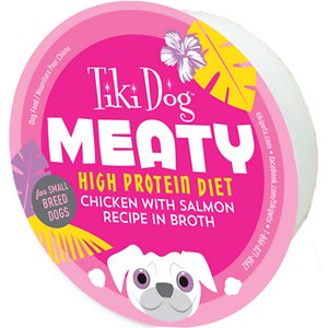 Tiki Dog Meaty High Protein Diet Chicken with Salmon Recipe in Broth Grain-Free Wet Dog Food