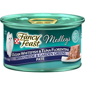 Fancy Feast Medleys Ocean Whitefish & Tuna Florentine with Cheese & Garden Greens Pate Canned Cat Food