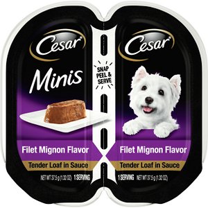 Cesar Minis Filet Mignon Flavor Tender Loaf in Sauce Dog Food Trays