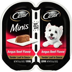 Cesar Minis Angus Beef Flavor Tender Loaf in Sauce Dog Food Trays