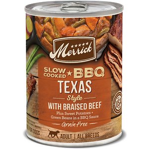 Merrick Grain Free Wet Dog Food Slow-Cooked BBQ Texas Style with Braised Beef