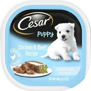 Image of Cesar Puppy Classic Loaf in Sauce Chicken & Beef Recipe
