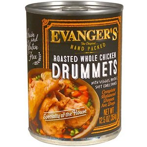 Evanger's Grain-Free Hand Packed Roasted Whole Chicken Drummets Dinner Canned Dog Food