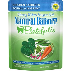 Natural Balance Platefulls Chicken & Giblets Formula in Gravy Grain-Free Cat Food Pouches