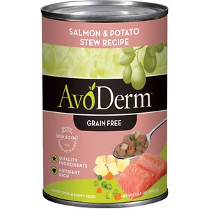 AvoDerm Natural Grain-Free Salmon & Potato Stew Recipe Adult & Puppy Canned Dog Food