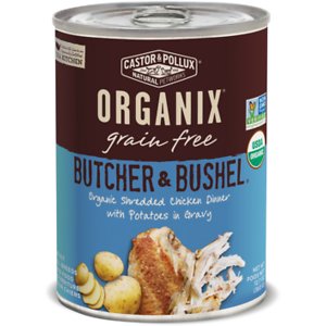 Castor & Pollux Organix Grain-Free Butcher & Bushel Organic Shredded Chicken Dinner in Gravy Adult Canned Dog Food