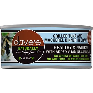 Dave's Pet Food Naturally Healthy Grain-Free Grilled Tuna & Mackerel Dinner in Gravy Canned Cat Food