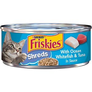 Image of Friskies Savory Shreds with Ocean Whitefish & Tuna in Sauce Canned Cat Food