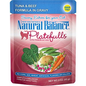 Natural Balance Platefulls Tuna & Beef Formula in Gravy Grain-Free Cat Food Pouches