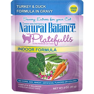 Natural Balance Platefulls Indoor Formula Turkey & Duck Formula in Gravy Grain-Free Cat Food Pouches