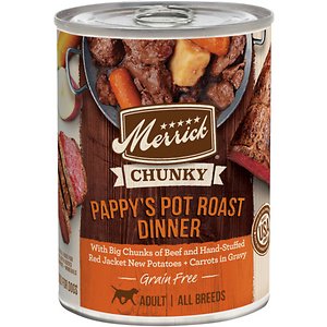 Image of Merrick Chunky Grain Free Wet Dog Food Pappy's Pot Roast Dinner