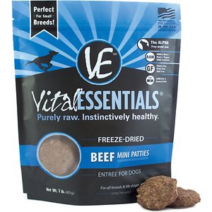 Vital Essentials Beef Entree Mini Pet Patties Grain-Free Freeze-Dried Dog Food