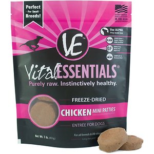 Vital Essentials Chicken Entree Mini Pet Patties Grain-Free Freeze-Dried Dog Food