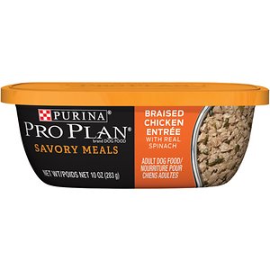 Purina Pro Plan Savory Meals Braised Chicken Entree with Real Spinach Wet Dog Food