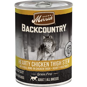 Merrick Backcountry Grain Free Wet Dog Food Hearty Chicken Thigh Stew