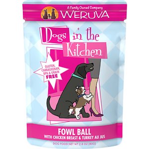 Weruva Dogs in the Kitchen Fowl Ball with Chicken Breast & Turkey Au Jus Grain-Free Dog Food Pouches 