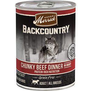 Image of Merrick Backcountry Grain Free Wet Dog Food Chunky Beef Dinner in Gravy