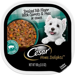 Cesar Home Delights Braised Rib Flavor With Carrots & Peas in Sauce Wet Dog Food