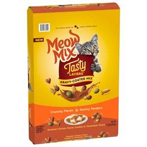 Meow Mix Tasty Layers Roasted Chicken Flavor Coated in Homestyle Gravy Dry Cat Food