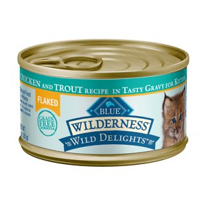 Blue Buffalo Wilderness Wild Delights Flaked Chicken & Trout in Tasty Gravy for Kittens Grain-Free Canned Cat Food