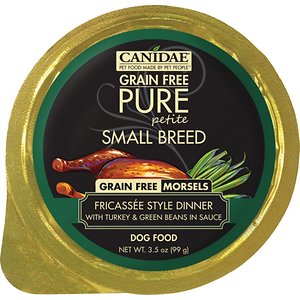 CANIDAE PURE Petite All Stages Small Breed Fricassee Style Dinner with Turkey & Green Beans Wet Dog Food Trays