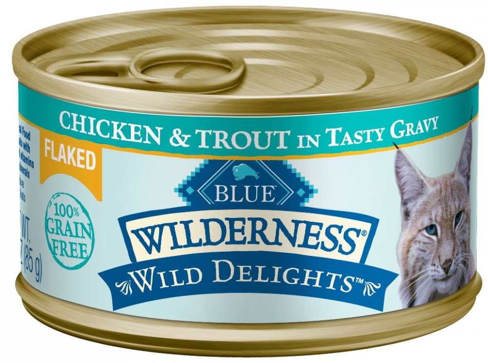 Blue Buffalo Wilderness Wild Delights Grain Free Flaked Chicken & Trout Canned Cat Food