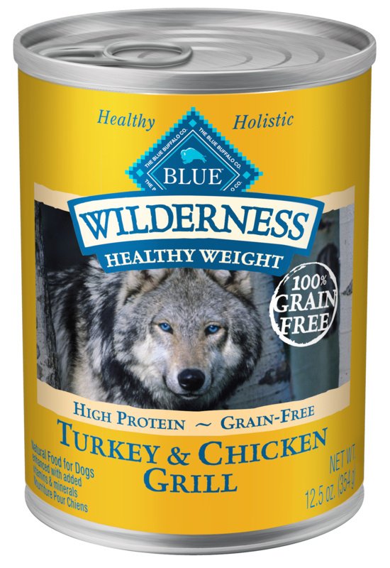 Blue Buffalo Wilderness Healthy Weight Grain Free Turkey  Chicken Grill Adult Canned Dog Food
