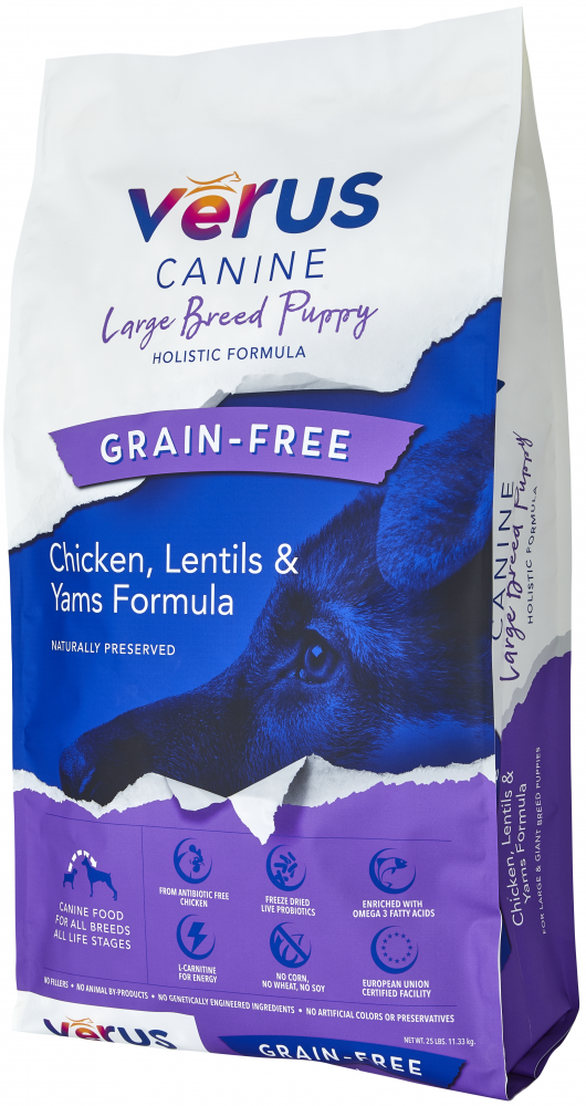 VeRUS Grain Free Large Breed Puppy Chicken, Lentil  Yam Recipe Dry Dog Food