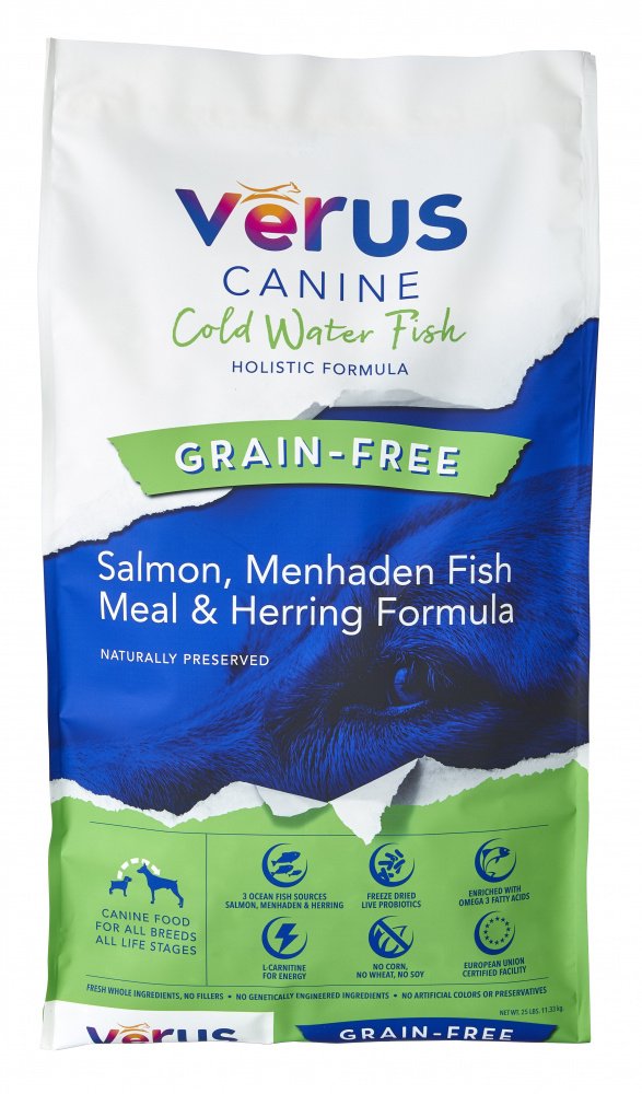 VeRUS Grain Free Cold Water Fish Salmon, Menhaden Fish Meal  Herring Recipe Dry Dog Food