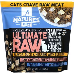 Nature's Diet Ultimate Raw Duck Liver Coated Kibble with Whitefish Filet Inclusions Freeze-Dried Cat Food