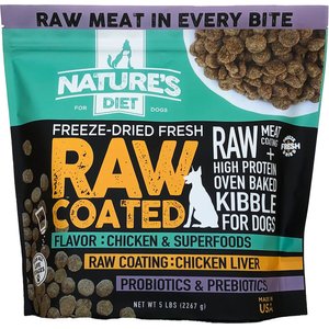 Nature's Diet Raw Coated Kibble Raw Chicken Liver & Bone Broth Coating Freeze-Dried Dog Food