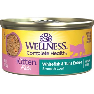 Wellness Complete Health Kitten Whitefish & Tuna Formula Grain-Free Canned Cat Food, case of 24