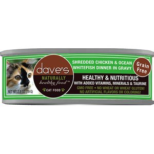 Dave's Pet Food Shredded Chicken & Ocean Whitefish Dinner in Gravy Recipe Wet Cat Food