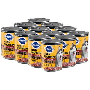 Pedigree High Protein Canned Soft Wet Dog Food, Chopped Beef & Bison Flavor