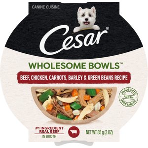 Cesar Wholesome Bowls Beef, Chicken, Carrots, Barley & Green Beans Recipe Adult Soft Wet Dog Food Topper